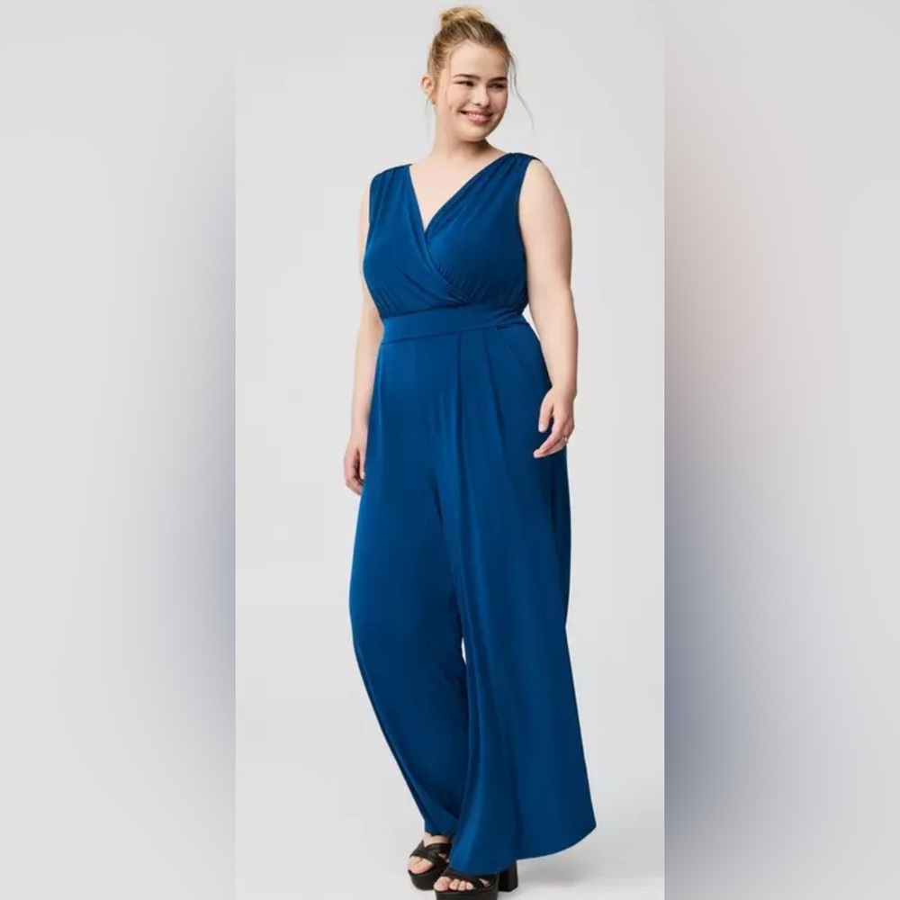 Torrid Studio Knit Surplice Tie Back Jumpsuit - Picture 3 of 4